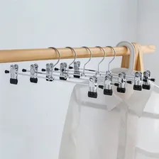 20 Cabide Saia Calça Reforçado Metal Inoxidável C/ Presilhas Cor Cromado Foto mini  3
