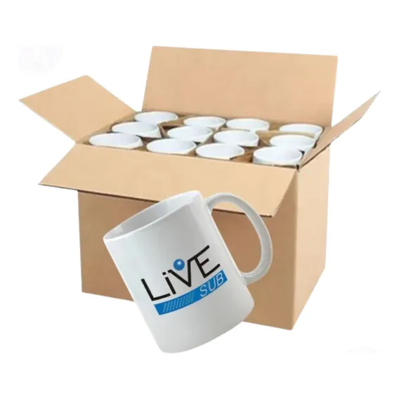 20 Canecas Brancas De Porcelana Para Sublimação 325ml Live Cor Branco Caneca Live Foto 1
