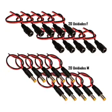 20 Conector Rabicho P4 Macho + 20 Rabicho P4 Femea Cftv Led Foto  mini 1