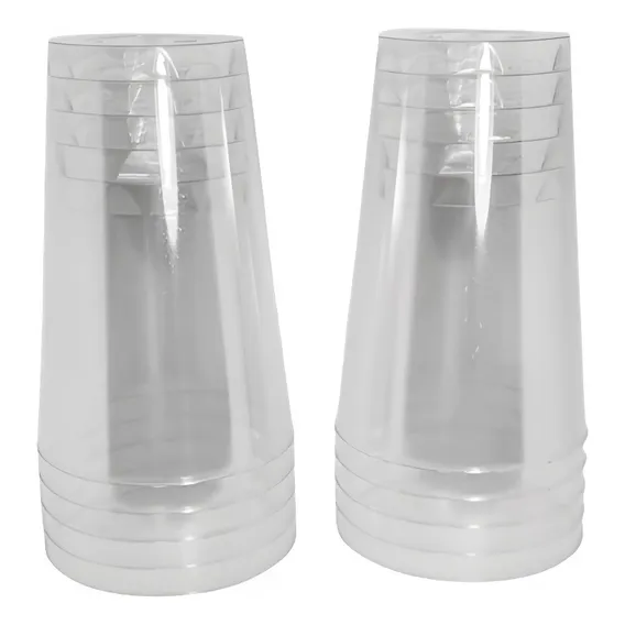 20 Copos Acrilico 300ml Lavável Descartável Cristal Foto 1