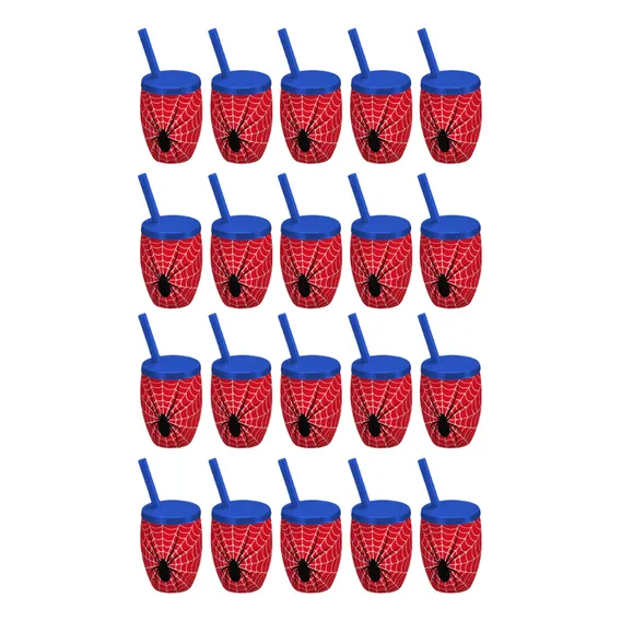 20 Copos Plástico Decorativo Lembrancinha Caçulinha 300ml Cor Aranha Foto 1