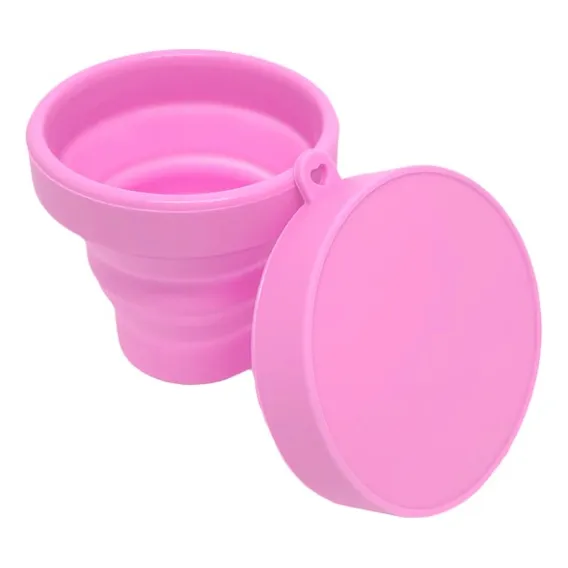 20 Copos Retrátil Copo De Silicone C/ Tampa 150ml Dobrável Cor 20 Rosa Foto 1