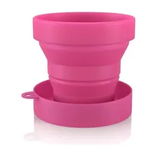 20 Copos Retrátil Copo De Silicone C/ Tampa 150ml Dobrável Cor 20 Rosa Foto mini 4