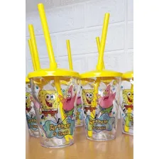 20 Copos Twister C/ Tampa E Canudo Personalizado Bob Esponja Cor Transparente Foto mini 4