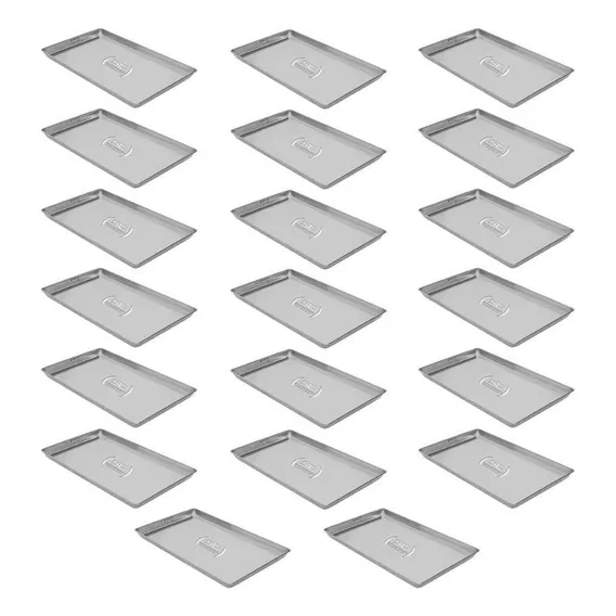 20 Formas Assadeira Lisa 60x40x2 Estampada AlumÃnio Biscoito Cor Cinza Foto 1
