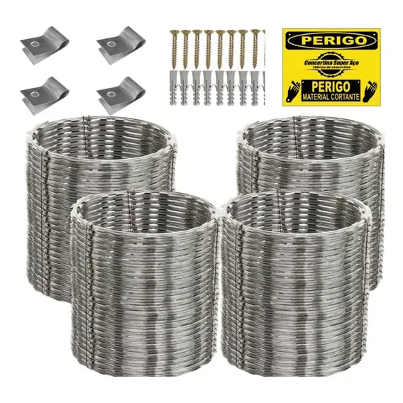 20 Metros Concertina Dupla Clipada 45 Cm Com Kit Instalaçao Foto 1