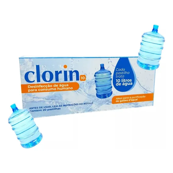 20 Pastilhas Purificador Agua Potável Galão 10 Litros Clorin Foto 1
