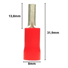 20 Pçs Terminal Tipo Pino Pré Isolado Oco Vermelho Cabo 10mm Foto mini 4