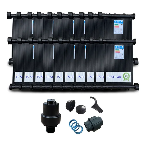 20 Placas 2m Aquecedor Solar Piscinas+quebra Vácuo Ts Solar Foto 1