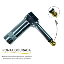 20 Plug P10 Mono Conector Metálico Microfone Baixo Guitarra Foto mini 4
