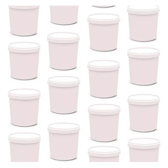20 Potes Para Alimentos 500  Branco Com Tampa Pp 11x9,5 Cm Foto 1