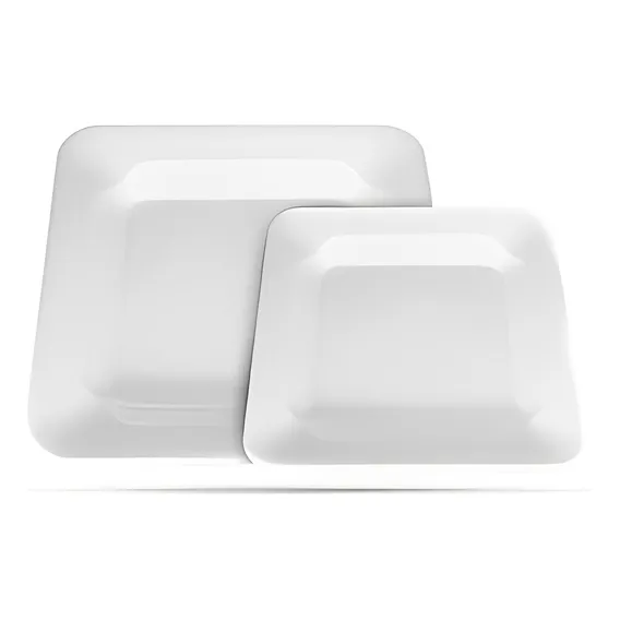 20 Pratos Biodegradavel 21 Cm Branco Goldenplast Foto 1