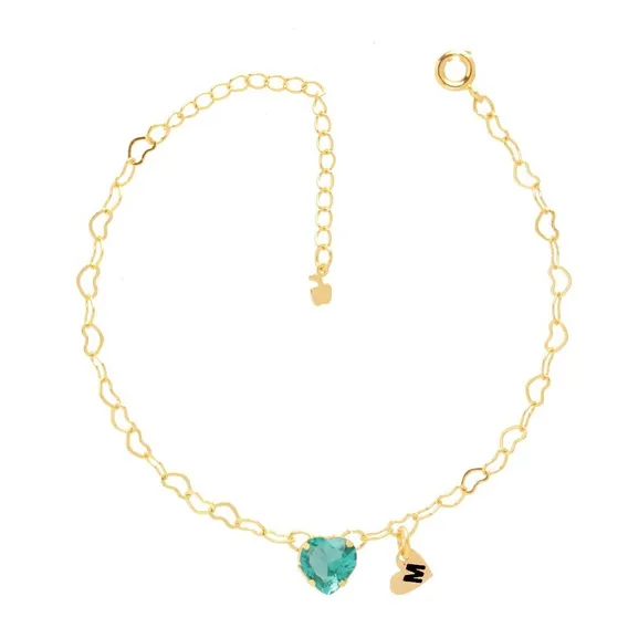 20 Pulseiras Coração Madrinha E Inicial Folheada Comprimento 18 Cm Diâmetro 18 Foto 1