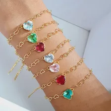 20 Pulseiras Coração Madrinha E Inicial Folheada Comprimento 18 Cm Diâmetro 18 Foto mini 2