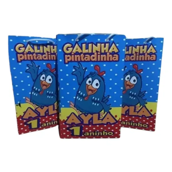 20 Sacolinhas Personalizada Galinha Pintadinha Azul Surpresa Foto 1