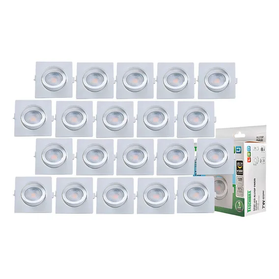 20 Spot Led Embutir Quadrado Bivolt Direcionável Taschibra Estrutura Quente 3000k 110v/220v Foto 1