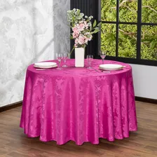 20 Toalhas De Mesa Redonda Jacquard Pink 2,80m Festa Buffet Medalhão Foto mini 1