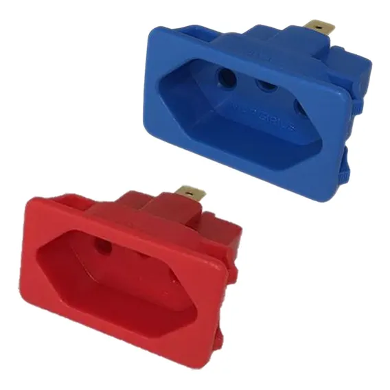 20 Tomada Embutir Fêmea 3 Pinos Tpa2-3 Painel Vermelho Azul Cor 10 Tomada Azul 10a + 10 Tomada Vermelha 20a Foto 1