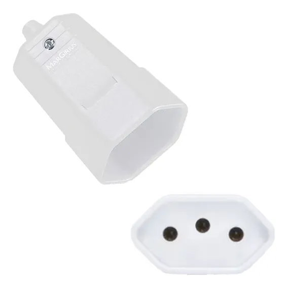 20 Tomada Plug Plugue Femea 3 Pinos 10a Branco Margirius Foto 1