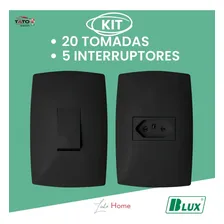 20 Tomadas + 5 Interruptores Modular Casa Completa Blux Home Foto mini 2