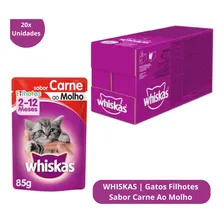20 Whiskas Sachê Gatos Filhotes - Carne Ao Molho - 85g Foto mini  3