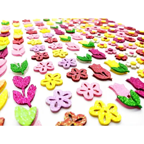 200 Adesivos Pet Flores Eva Glitter Petshop Cães E Gatos Foto 1