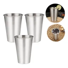 200 Copos Aço Inox Grande Com Borda Resistente Coquetel Cor Cinza Foto mini 1