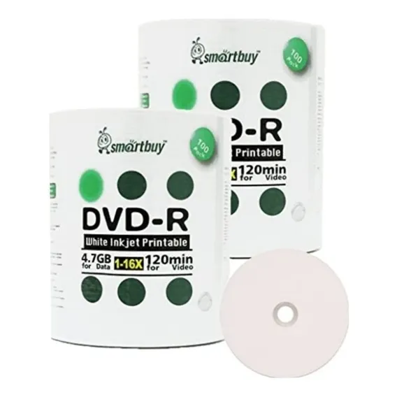 200 Dvd-r Printable Smartbuy 4.7gb 120 Minutos Pack 50 Pç Foto 1