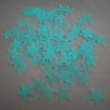 200 Estrela Fluorescente Decoração Brilha Escuro Teto Azul Forma Estrela Azul Foto mini 4