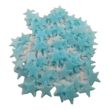 200 Estrela Fluorescente Decoração Brilha Escuro Teto Azul Forma Estrela Azul Foto mini  3