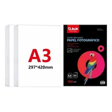 200 Fls Papel Foto Glossy A3 180g Prova Dagua Premium Cor Branco Foto mini 1