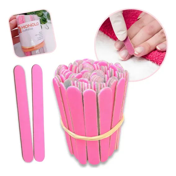 200 Lixas De Unha Mini Descartáveis Manicure Pedicure 8 Cm Foto 1
