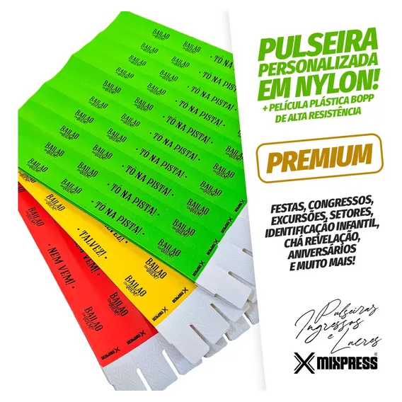 200 Pulseiras Nylon Personalizada Festa Evento . Premium Foto 1