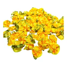 200 Unidades Flor De Rococ贸 Com Folhas 2cm 0663 - Amarelo Foto mini 1