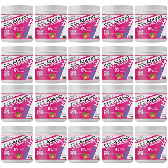 20x Colágeno Hidrolisado Drink - Pote 300g - Nitromax Sabor Morango Foto 1
