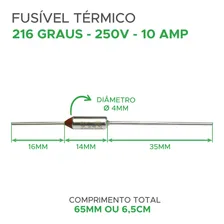 20x Fusível Térmico 216° 10a 250v 216 Graus Eletrodoméstico Foto mini  2
