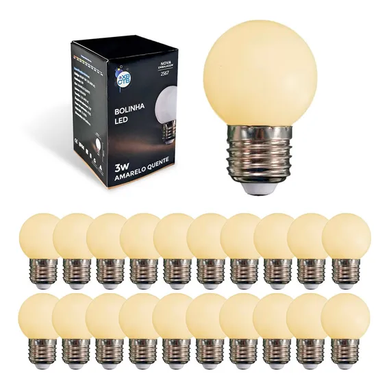 20x Lâmpada Led Bolinha 3w 3000k Quente Festão Varal Bivolt Foto 1