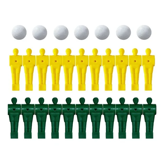 22 Bonecos Pebolim Tot贸 + 7 Bolas Pesada Mesa de pebolim amarelo e verde Foto 1