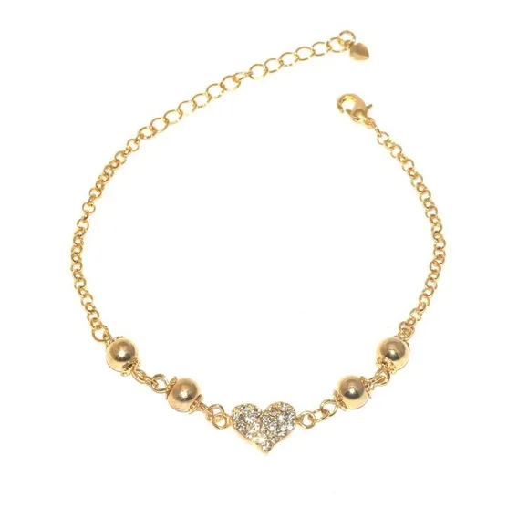 22 Pulseiras Coração Strass Lembrança Madrinhas Folheado Comprimento 18 Cm Foto 1