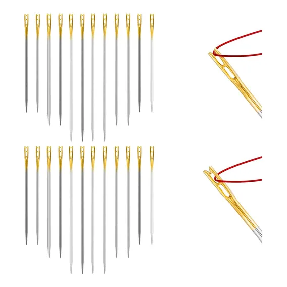24 Agulha De Mão Para Cego - Deficiente Visual - Variadas Cor Niquelada Foto 1
