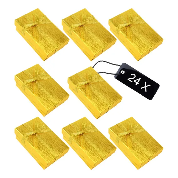 24 Caixas Porta J贸ias Atacado Presente La莽o Dourado Foto 1
