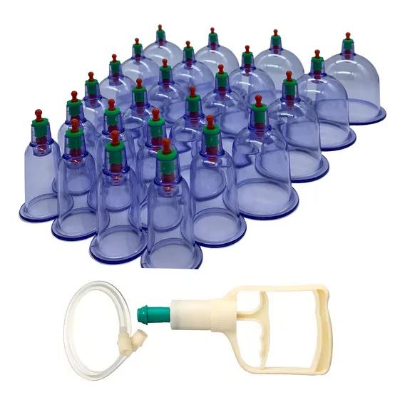 24 Copos Vácuo Terapia Sucção Ventosa Cupping Acupuntura Kit Foto 1