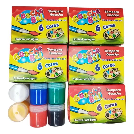 24 Cx Tinta Guache Atacado 6 Cores P/ Pintura Cor Sortidas Foto 1