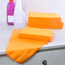 24 Peças Flanela Limpeza Laranja 28x28 Cm Atacado Flanela Foto mini 2
