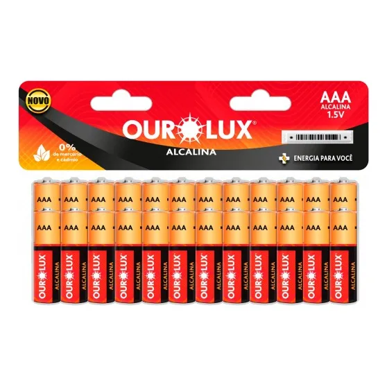 24 Pilhas Palito Aaa Alcalina Ourolux- Kit Com 24 Unidades Foto 1
