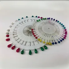 240 Alfinetes Em Disco Cabeça Bola Colorida - Patchwork Cabeça Maior 5.5 Colorido Foto mini 3