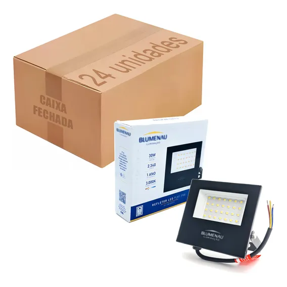 24x Refletor Holofote 30w Prova Dágua Luz Amarela 3000k Ip66 Foto 1