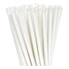 25 Canudo Papel Branco Canudinho 6mm Biodegradável Festa Foto  mini 1