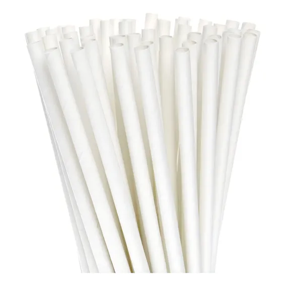 25 Canudo Papel Branco Canudinho 6mm Biodegradável Festa Foto 1