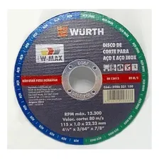 25 Disco De Corte P/aço E Aço Inox Wurth 115 X 1.0 X 22.23 Foto mini  2
